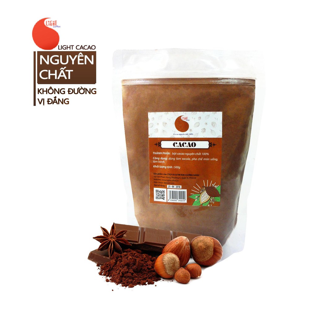 1kg (2 gói) Cacao nguyên chất 100% - Light Cacao