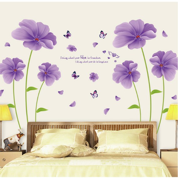 Decal trang trí tường Hoa Tím lớn