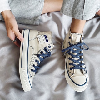 Giày sneaker vải canvas cổ cao thời trang 2021 dành cho nam