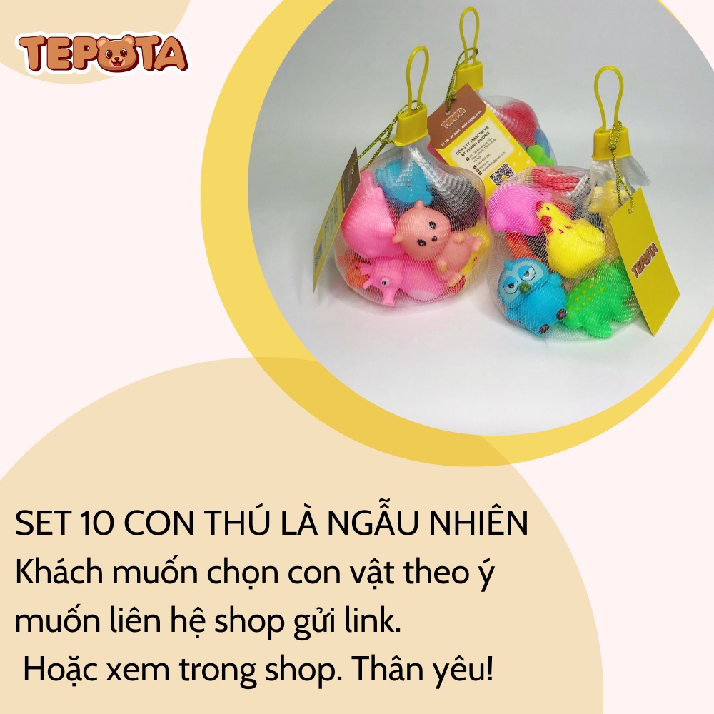 Set Đồ Chơi Nhà Tắm 10 Con Thú Mini Động Vật Cao Su Kêu Chíp Chíp Dễ Thương Ngộ Nghĩnh Giúp Bé Yêu Phát Triển ST01