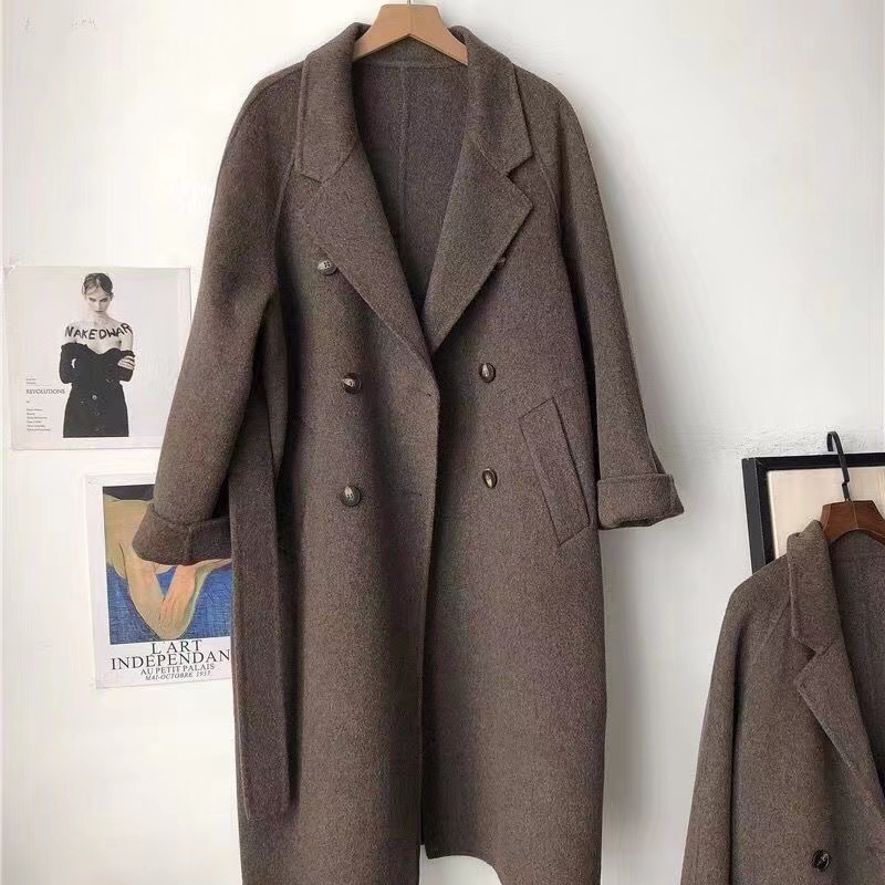 Áo Khoác Len Lông Cừu Dáng Rộng Cỡ Lớn m-4xl Phong Cách Hàn Quốc Cổ Điển Thời Trang Thu Đông Cho Nữ