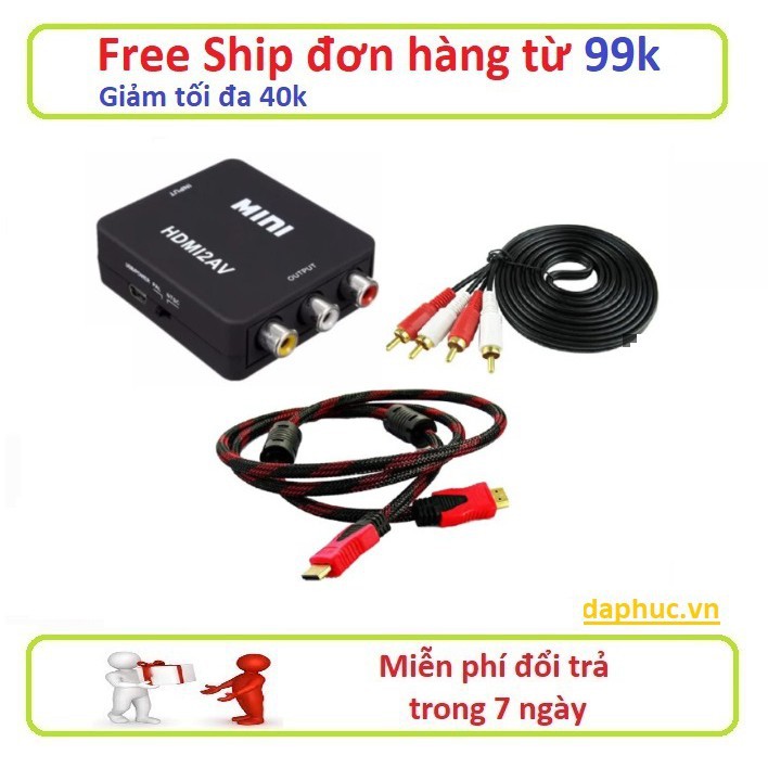 Bộ chuyển đổi Mini HDMI to AV + Dây HDMI 1,5m + Dây AV 2-2