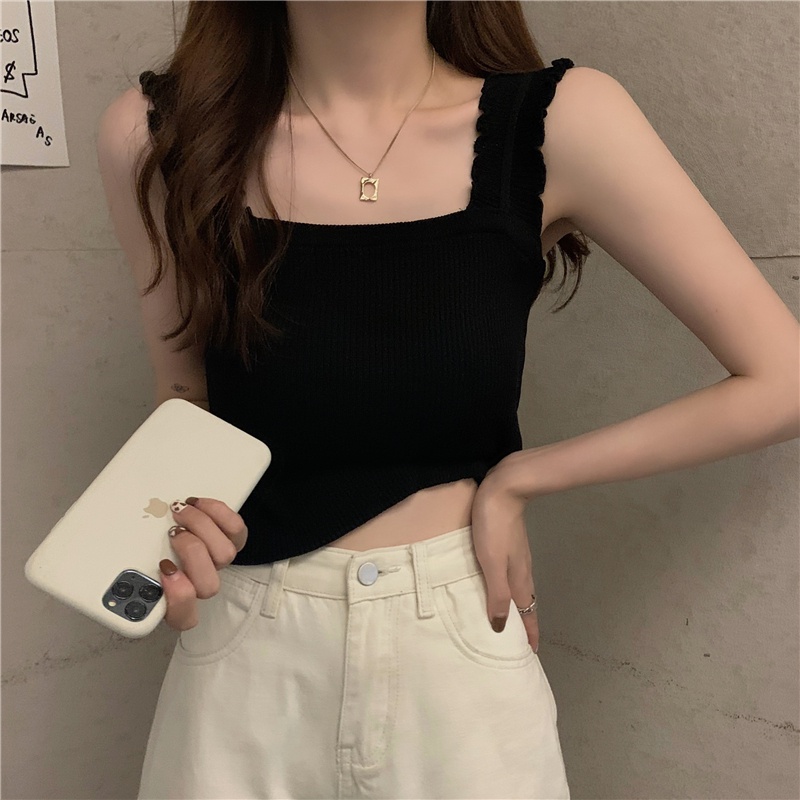 SUXI Áo Dệt Kim Hai Dây Màu Sắc Thời Trang Mùa Hè Cho Nữ