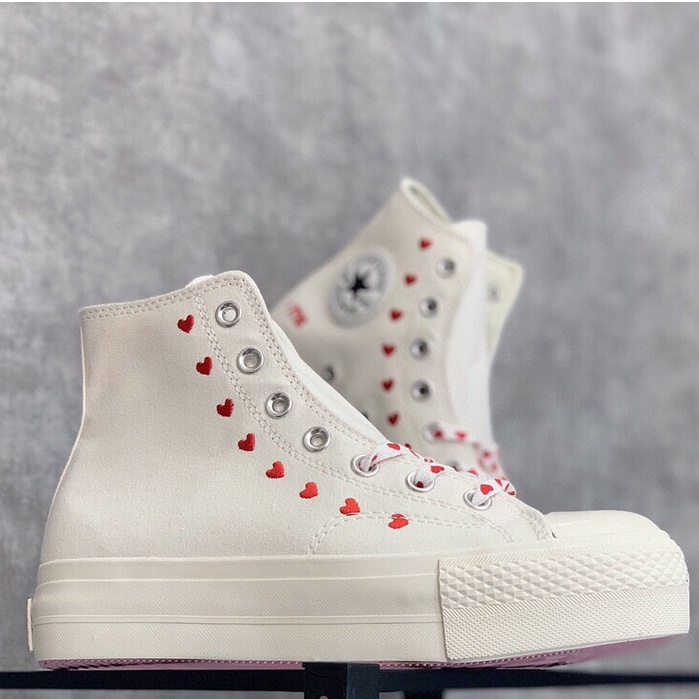 Giày Converse All Star Lift Đế Dày Thêu Họa Tiết Trái Tim Cá Tính 2022Valentine