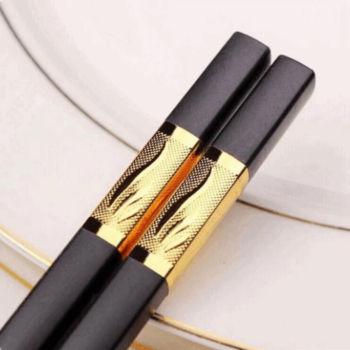 Bộ 10 đôi Đũa mạ vàng, Đũa ăn cao cấp đũa khảm vàng hàn quốc Chống Trơn- Chống Trượt- Chống Mốc- Bền Mầu Senko.shop10