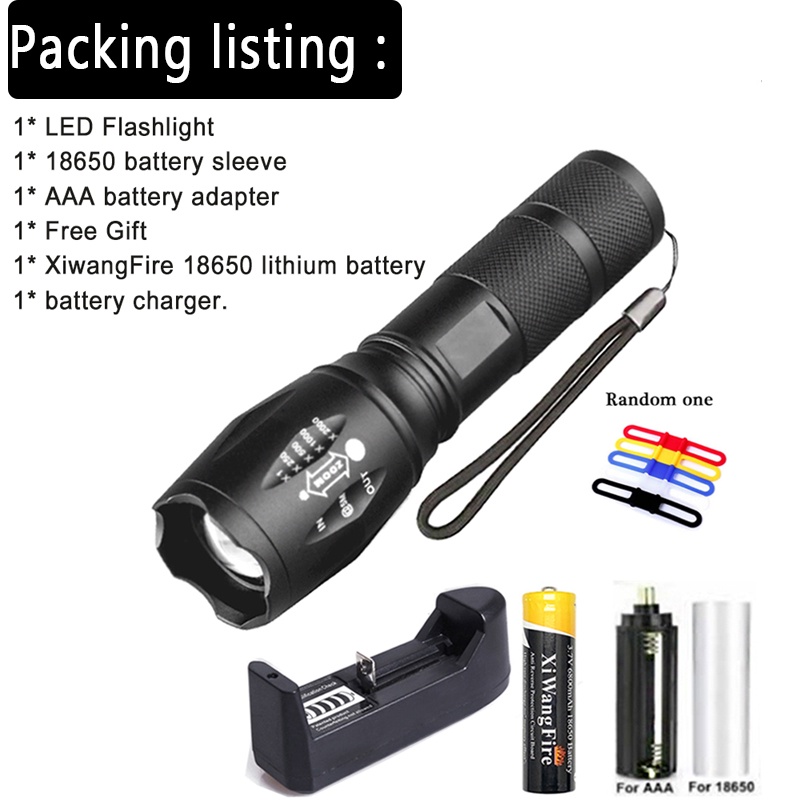 ❤Còn Hàng❤ Đèn Pin Cầm Tay XML-T6 LED Pin 18650 Chống Nước Có Thể Sạc Lại Được