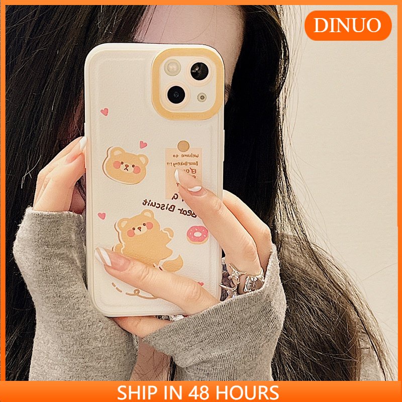 Ốp lưng iphone Ốp Điện Thoại Da Họa Tiết Gấu Hoạt Hình Cho iphone7 / 7plus / 8 / 8plus / xs / 11 / 12 / 13 / pro / max / plus / promax Dinuo case