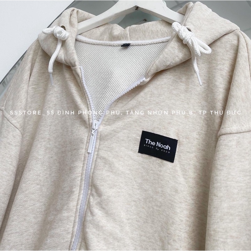 Áo khoác nỉ zip NOAZH xám trắng ảnh thật unisex SSSTore ( nam nữ mặc đều được)