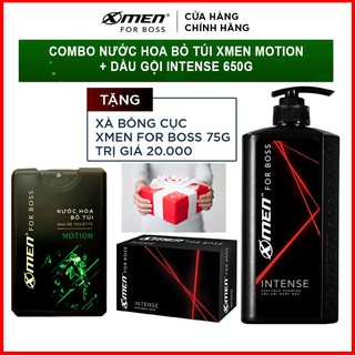 Combo Nước hoa bỏ túi Xmen for Boss Motion 18ml + Dầu Gội Xmen For Boss Intense 650g {TẶNG KÈM} Xà Bông Cục Intense 75g