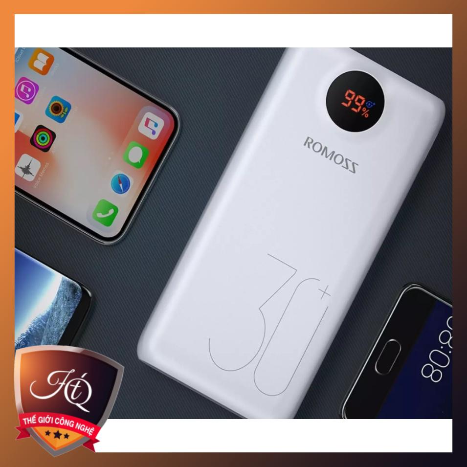 Sạc Dự Phòng Romoss Sense 8P 30000mah Màn Hình Led 3 cổng sạc vào - BH 1 nămBộ sưu tập lịch sự