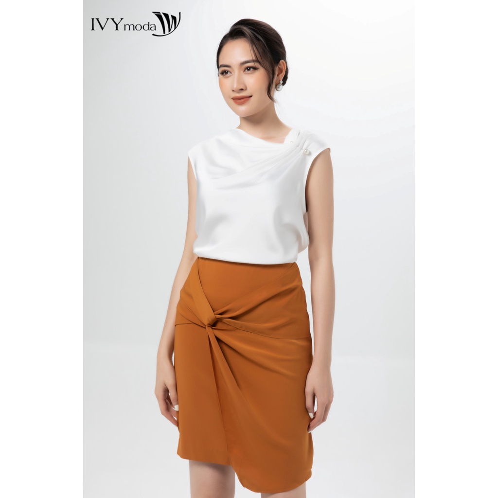 Áo sơ mi nữ cổ lệch IVY moda MS 15M7248