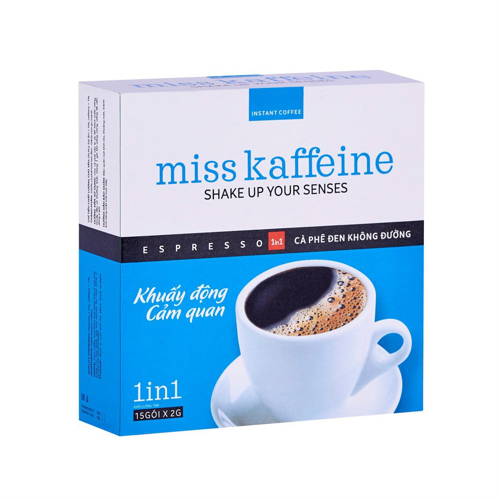 Hộp cà phê Cappuccino cao cấp Miss Kaffeine 4in – (có đường) 15 gói x 20g – The Kaffeine Coffee