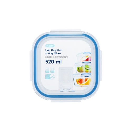 Hộp thủy tinh đựng thực phẩm - Dạng Vuông - Chịu Nhiệt - Size 520ml