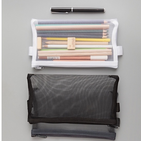 Túi bút dạng lưới xuyên thấu - bóp viết có khoá kéo đựng dụng cụ học tập K06