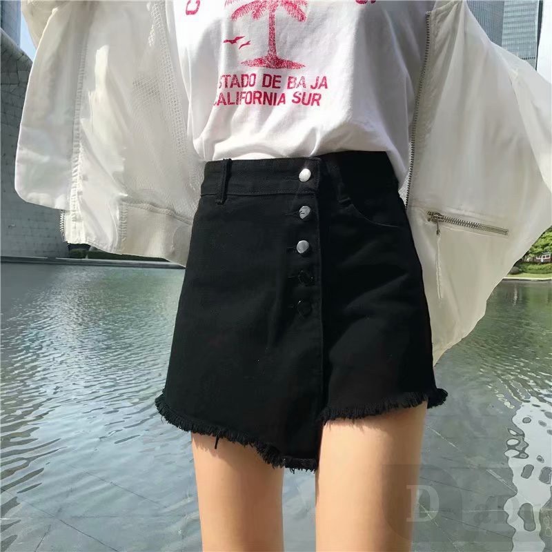 Chân Váy Chữ A Lưng Cao Dáng Rộng Chất Liệu Cotton Phong Cách Hàn Quốc Thời Trang Cho Nữ
