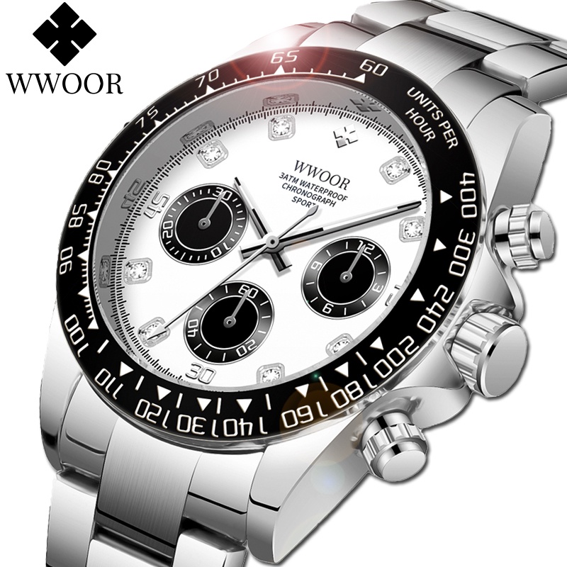 Đồng Hồ Quartz WWOOR Chống Thấm Nước Chất Liệu Thép Không Gỉ Reloj Hombre-8849