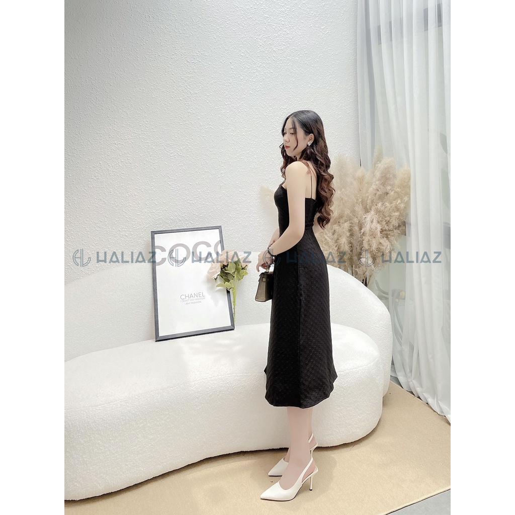 Váy đầm hai dây vải xốp, sang chảnh, sexy, đơn giản thanh lịch Haliaz