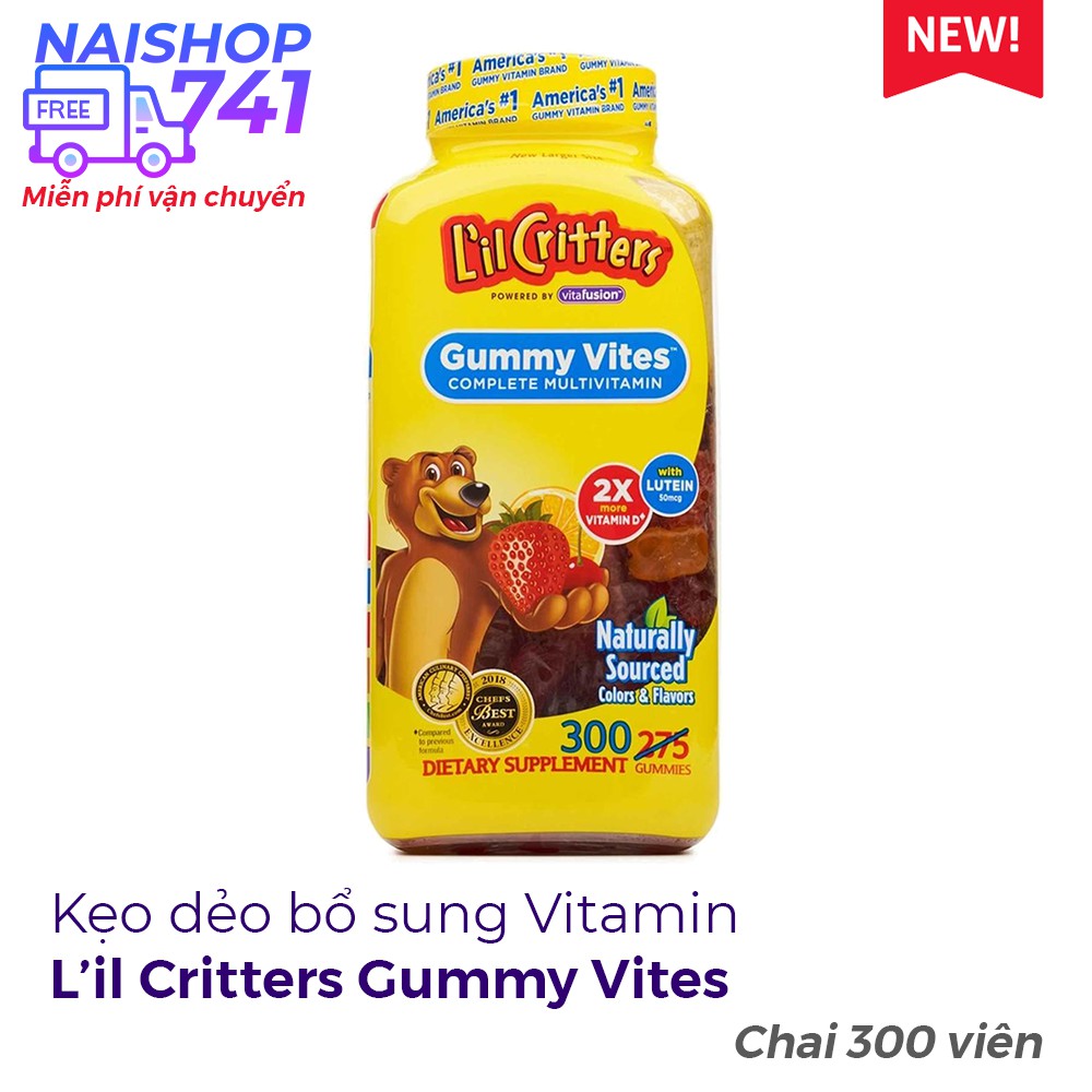 L’il Critters Gummy Vites kẹo dẻo bổ sung vitamin và khoáng chất, Chai 300 viên