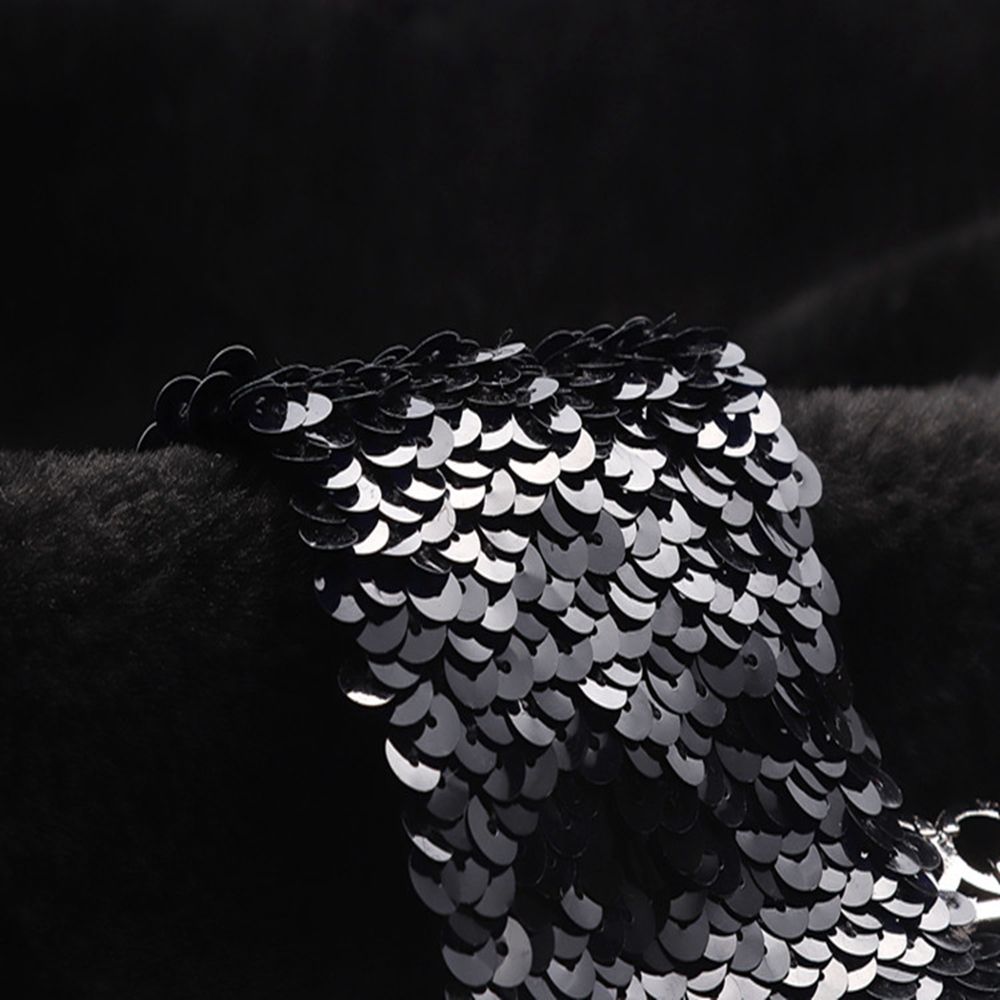 Thắt lưng bản to đính sequin lấp lánh thời trang sang trọng cho nữ