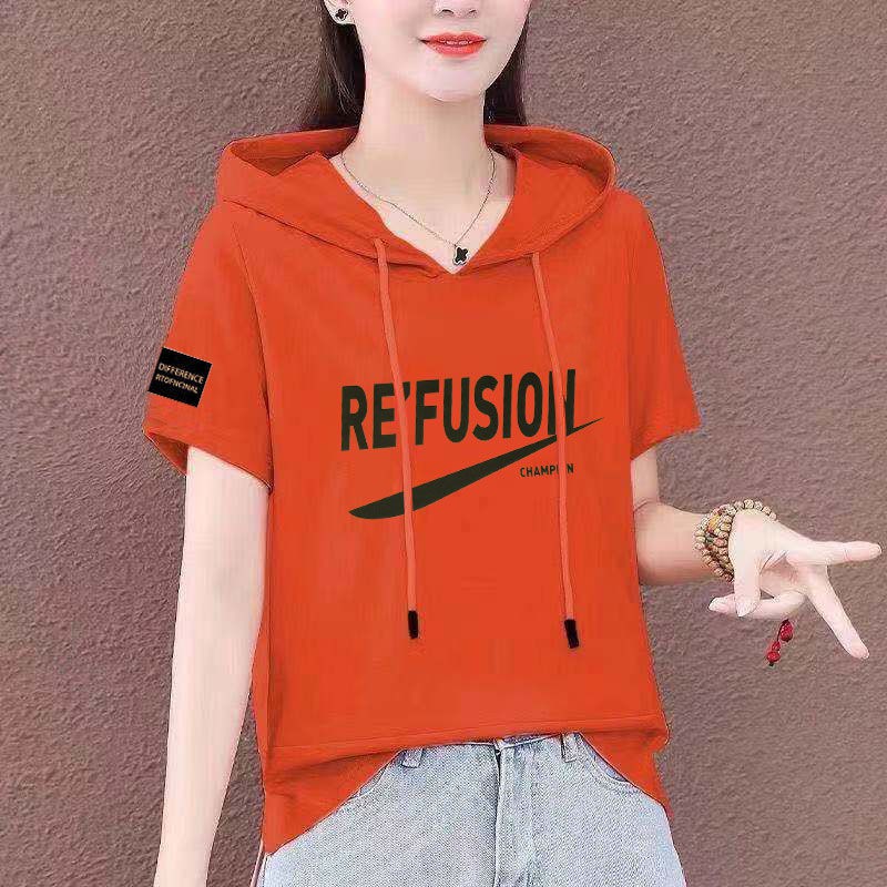 Áo Hoodie ngắn tay 100% cotton phong cách Hàn Quốc cho nữ | BigBuy360 - bigbuy360.vn