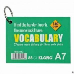 Tập thẻ Vocabulary Klong A7, 85 tờ; MS: 913