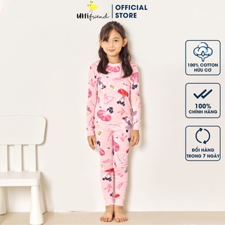 Đồ bộ tay dài thun cotton dáng ôm cho bé gái mặc nhà mùa thu đông Unifriend Hàn Quốc U1020