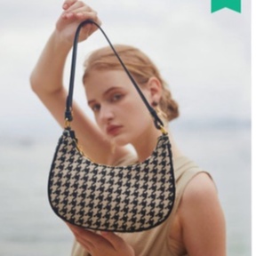 Túi xách nữ phối kẻ caro - Túi kẹp nách nữ đẹp size 23 hình mặt trăng loankeng shop có ảnh thật