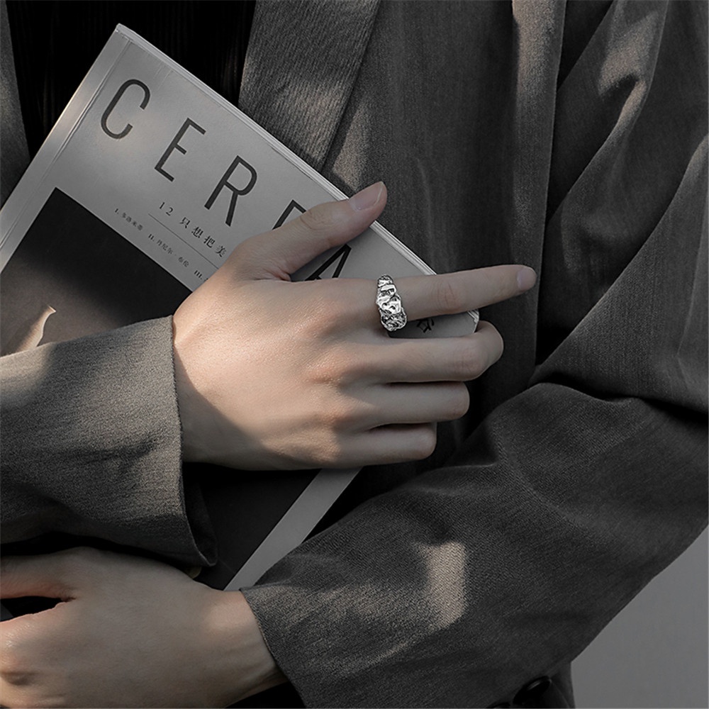 Nhẫn Hở Ngón Trỏ Xếp Ly Màu Bạc Không Phai Thiết Kế Thời Trang Cao Cấp Cho Nữ