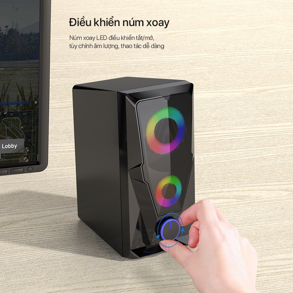 Loa Vi Tính Gaming Gamen RS200 Công Suất 6W Hiệu Ứng Led Âm Thanh Mạnh Mẽ Kết Nối Máy Tính Laptop Điện Thoại