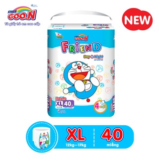 Tã quần Goon Friend Doremon mới gói cực đại XL40 (12kg ~ 17kg) (Form tã ôm) 