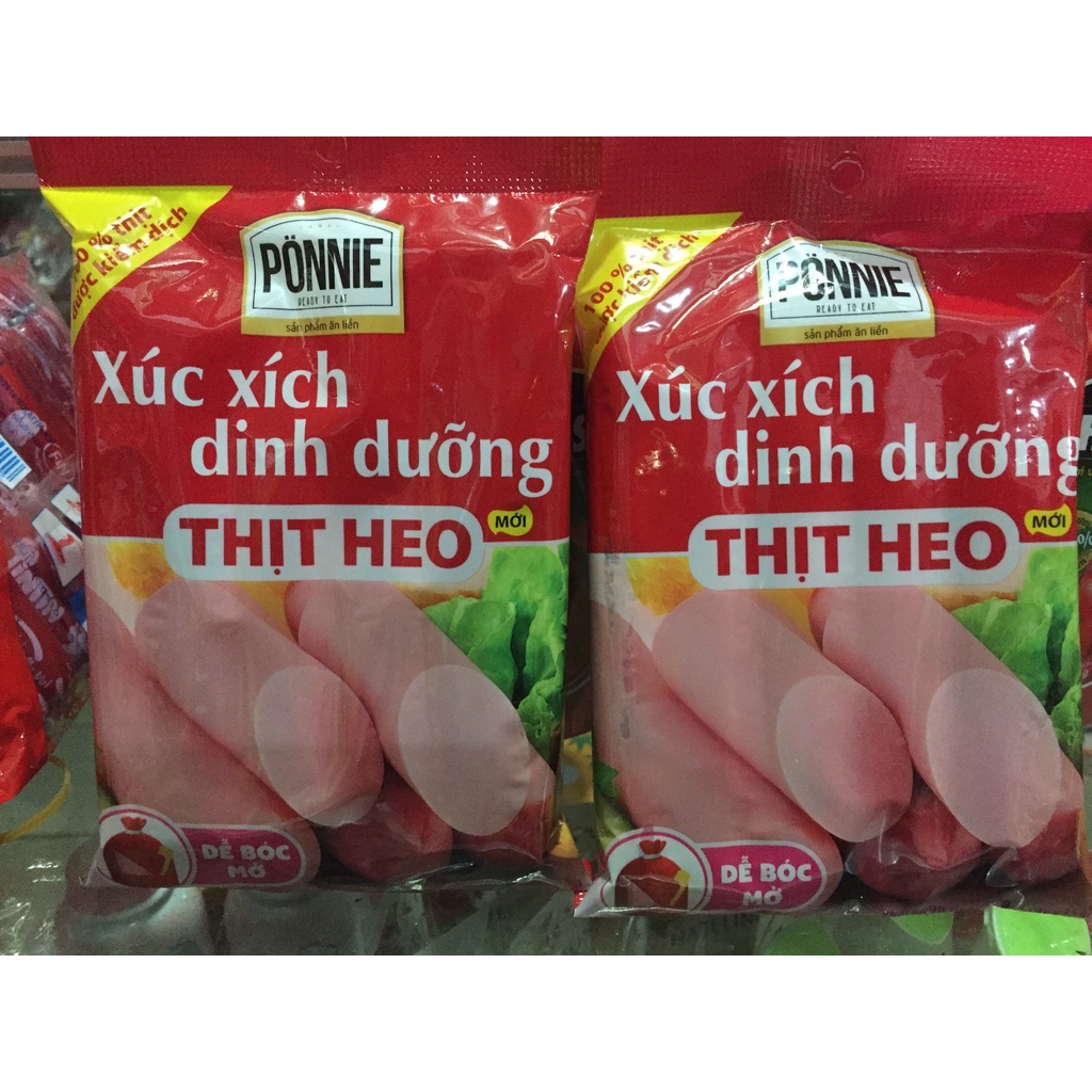 Xúc xích dinh dưỡng thịt heo Ponnie 1 túi 5 cây 175 gam