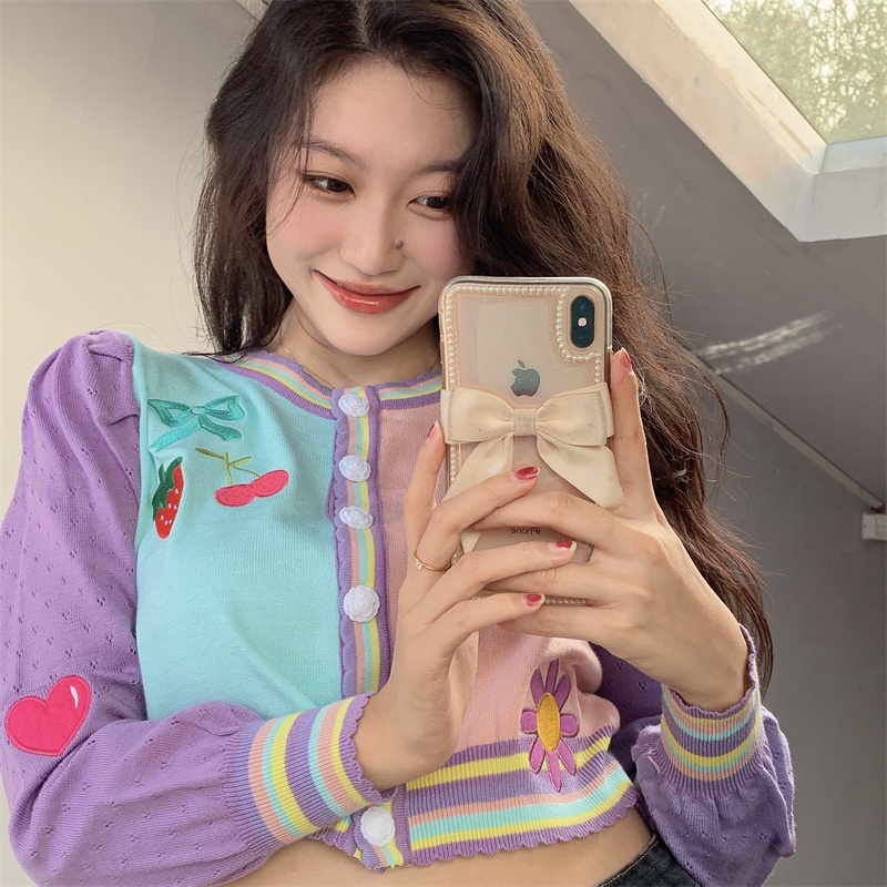 Cocory vn Áo khoác cardigan dệt kim tay dài thêu họa tiết thời trang Hàn Quốc cho nữ | BigBuy360 - bigbuy360.vn