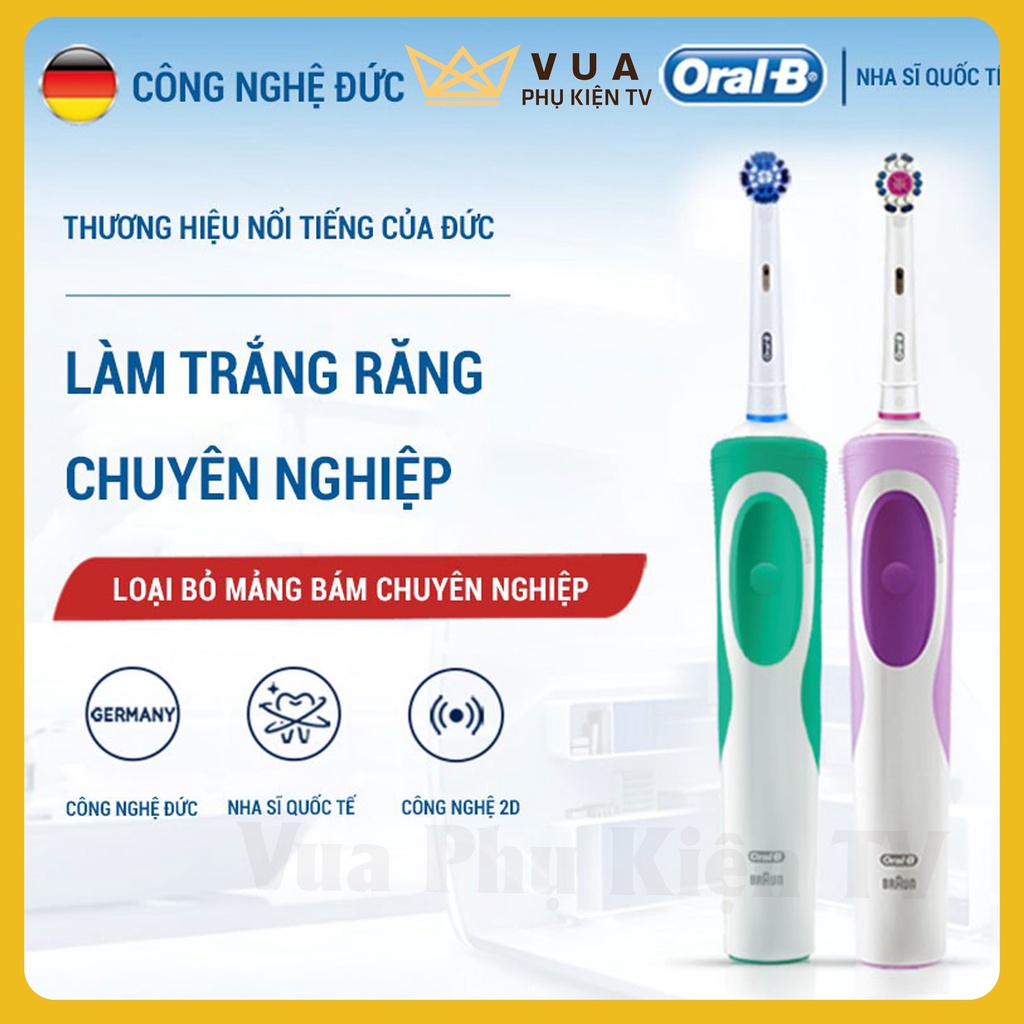 [FREESHIP-CHẢI SIÊU SẠCH] Bàn chải điện Oral B  D12  màu xanh chống nước dùng cho người lớn trẻ em - Vua Phụ Kiện TV