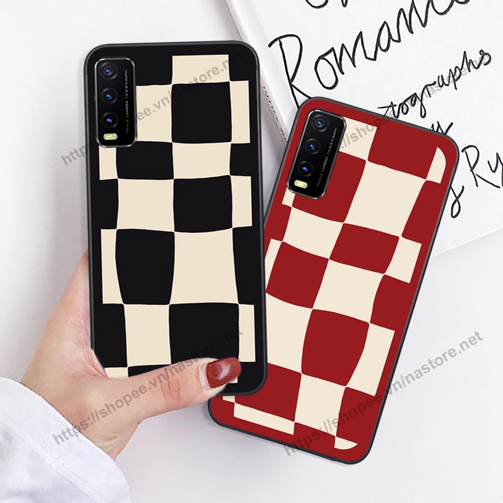 Ốp lưng Vivo Y12S / Y20 / Y20S / V20 / Y51 2020 mặt cười, họa tiết caro đơn giản đẹp cute