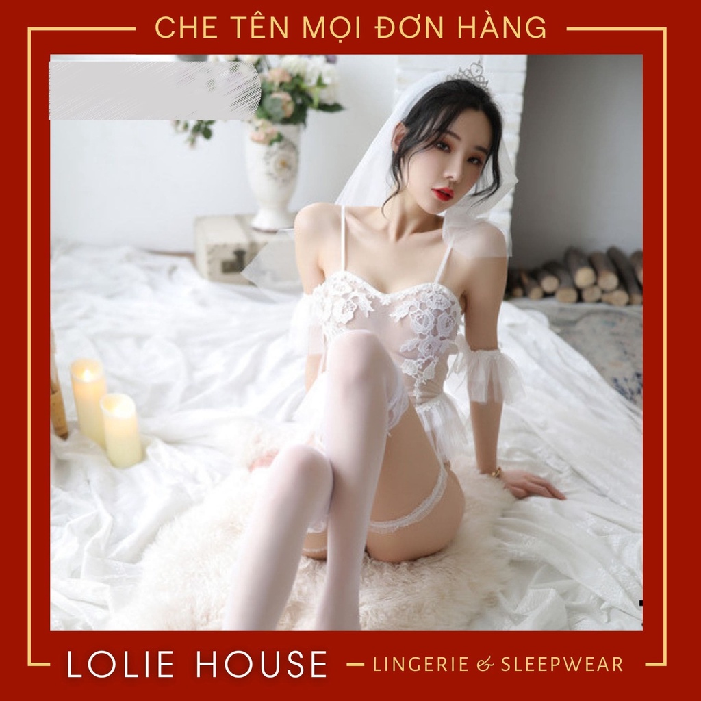 Cosplay cô dâu sexy phong cách set đồ lót ren sexy áo yếm 2 dây không gọng LOLIE HOUSE - CP10 | BigBuy360 - bigbuy360.vn