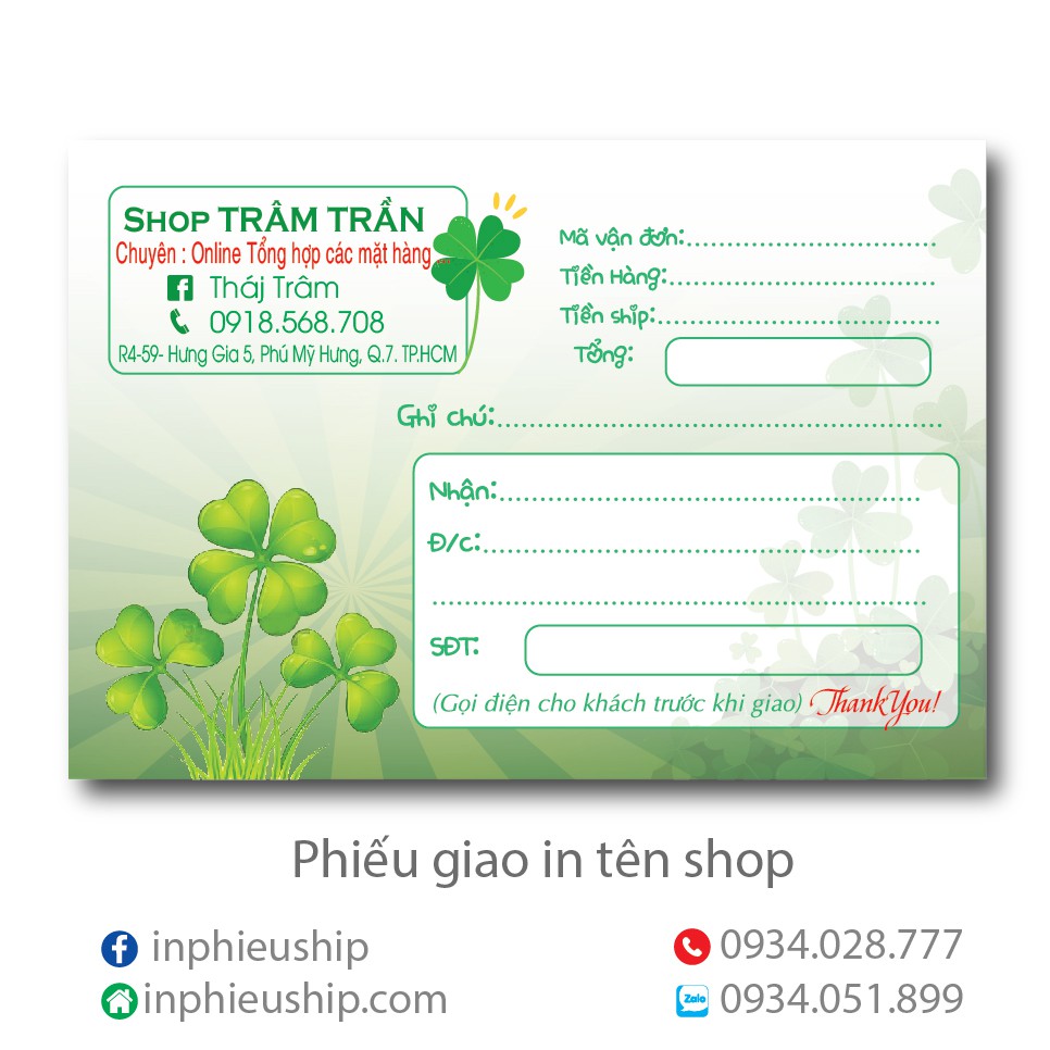 Combo Phiếu ship Shop Trâm Trần