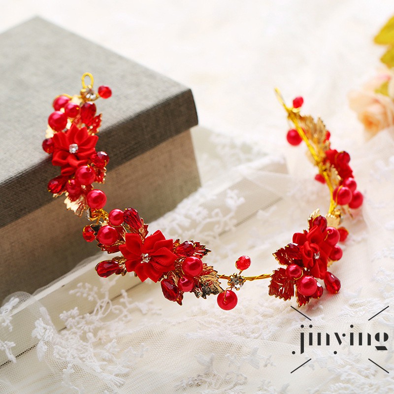 GETNOIVAS Băng đô cài tóc trang trí bông hoa đính đá sang trọng xinh xắn cho cô dâu