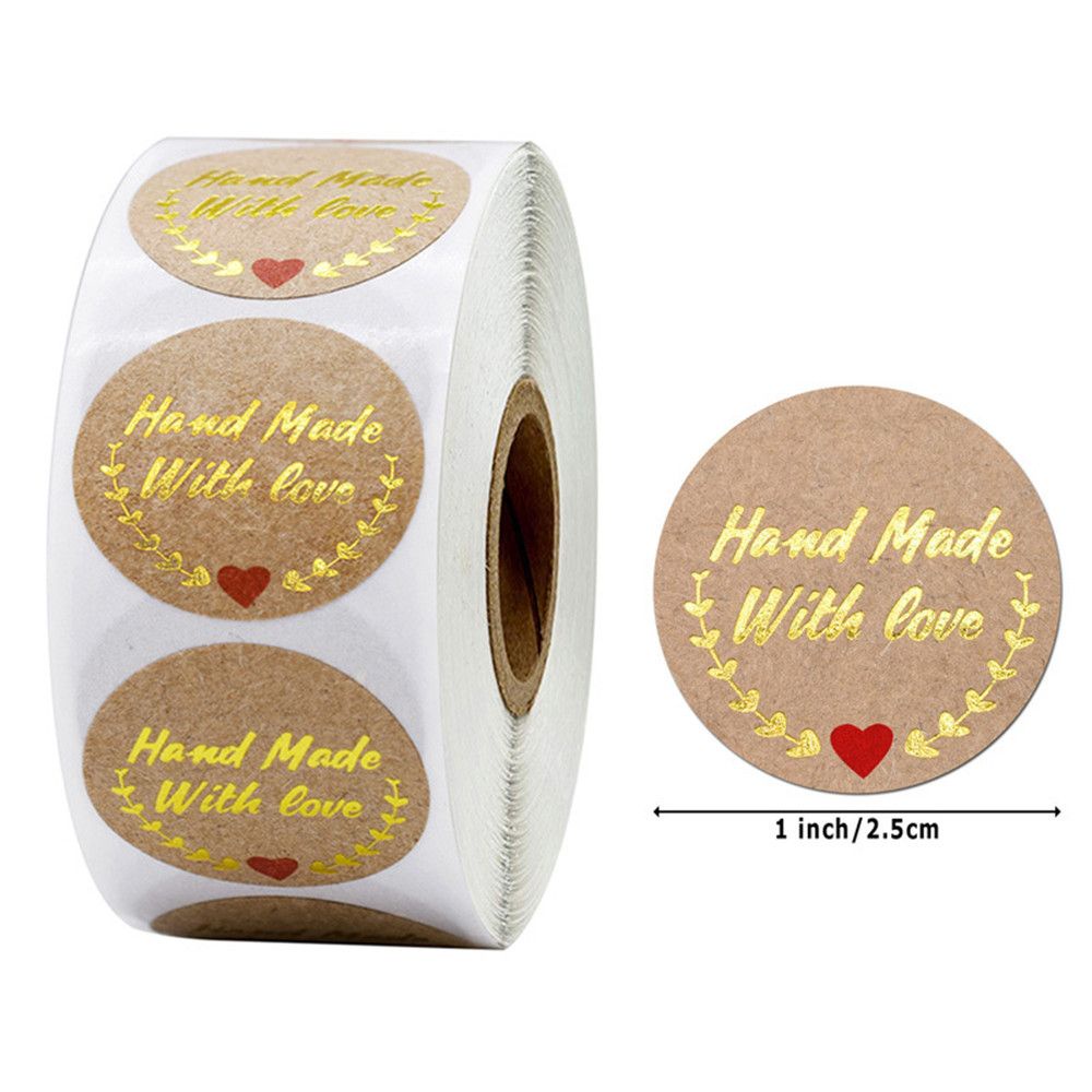 Set 500 Nhãn Dán Giấy Kraft Hình Tròn In Chữ Thank You Phong Cách Vintage Dùng Trang Trí Gói Quà/ Sổ Tay