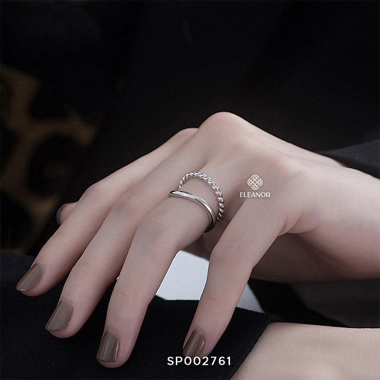 Nhẫn nữ Eleanor Accessories bạc 925 thiết kế viền đôi phụ kiện trang sức thời trang đẹp