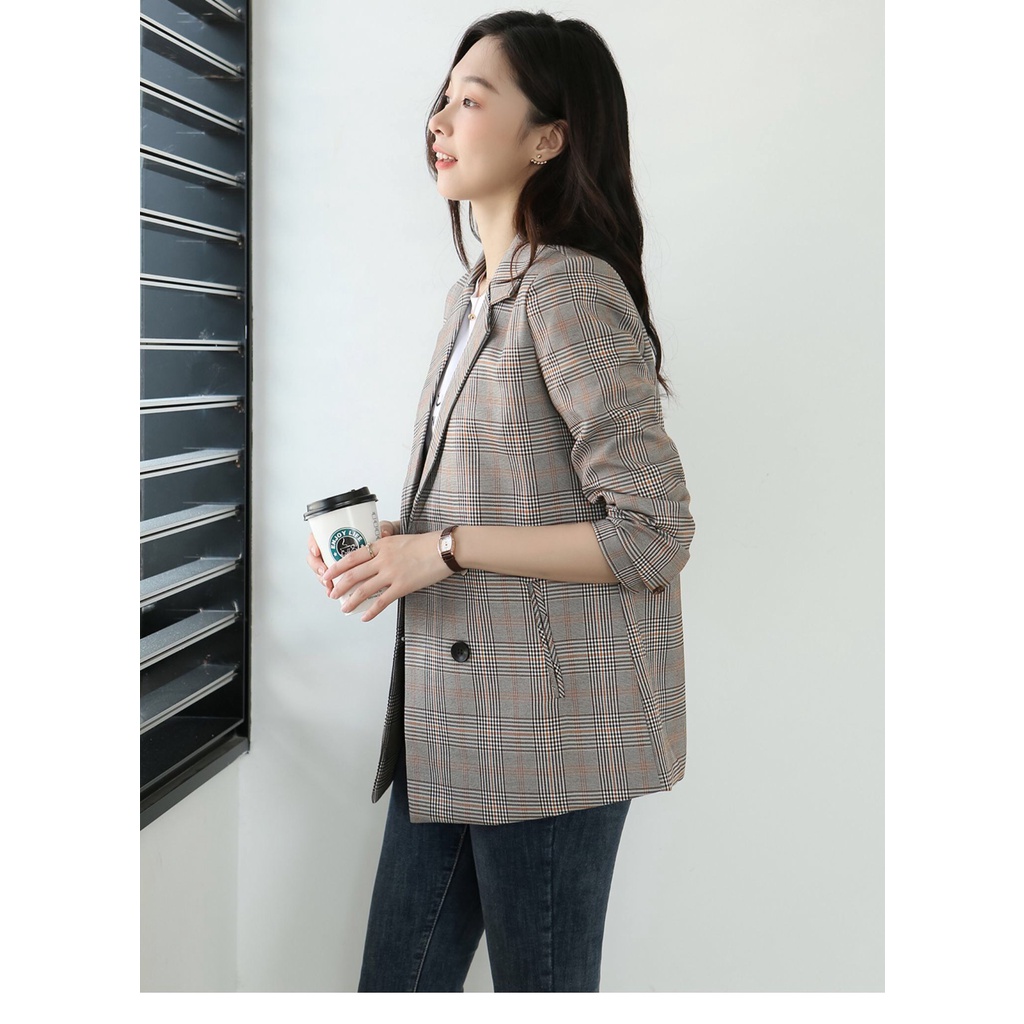 ［ＨÀＮＧ ＭỚＩ ＶỀ］🍃🍂🍁Áo Khoác Blazer Phong Cách Hàn Quốc💞💓💘Áo Vest Nữ 2 Lớp Kẻ Caro Siêu Xinh❤️💛💚 | BigBuy360 - bigbuy360.vn