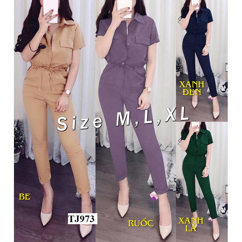 Đồ Jum 💕FREESHIP💕 Jumsuit dáng dài xắn lai 2 túi ngực thắt dây nơ TJ973 | BigBuy360 - bigbuy360.vn