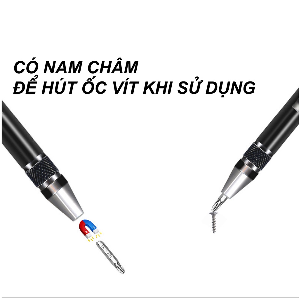 Dụng cụ tua vít nam châm tháo linh kiện, phụ kiện hợp kim nhôm đa năng 8 trong 1 PK354