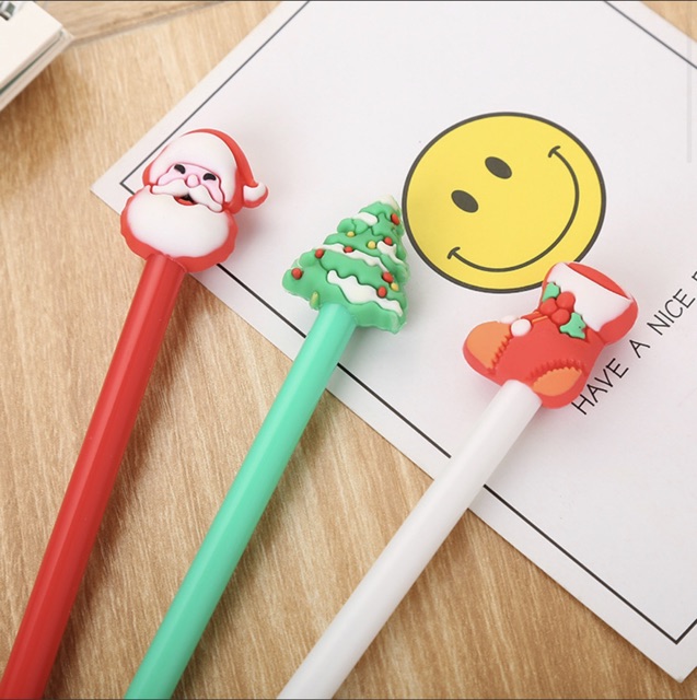 Bút bi nước giáng sinh noel mực xanh tím đen
