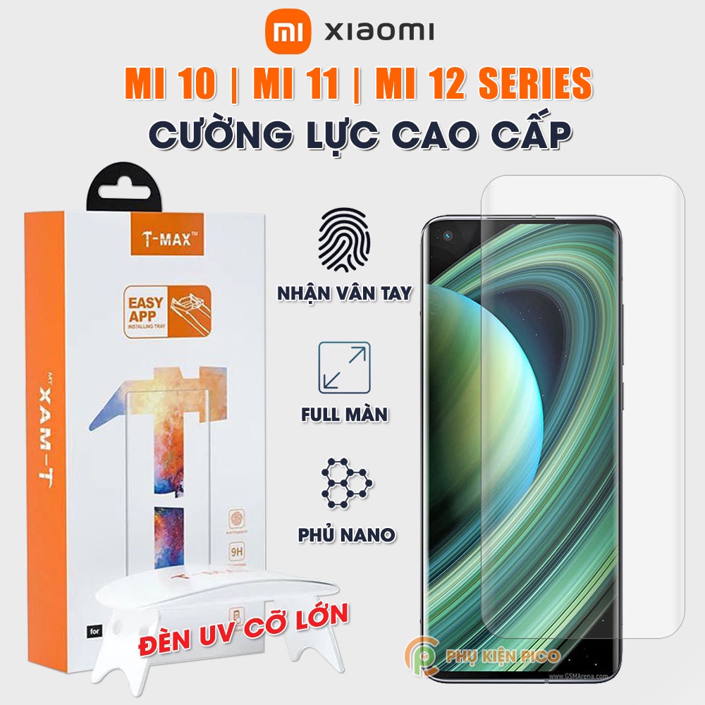 Kính cường lực Xiaomi 12 Pro / Mi 10 Ultra nhận vân tay màn hình đèn UV cỡ lớn T-Max - Dán màn hình Xiaomi Mi 10 Ultra