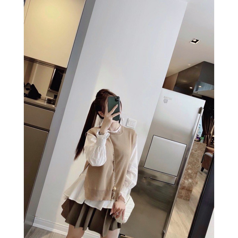 ÁO SƠ MI MIX GHI LE NÂU