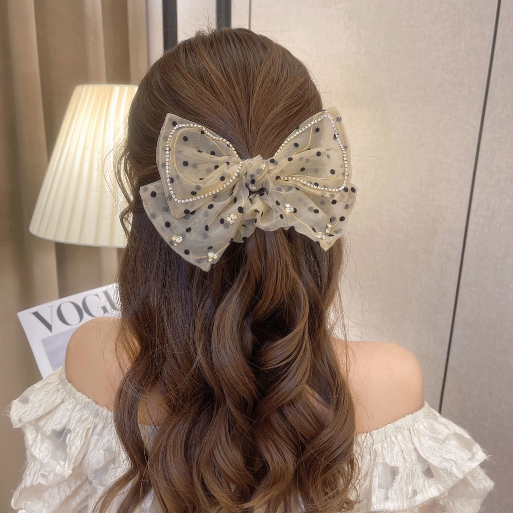 Dây Cột Tóc Cao Su Bản Lớn In Họa Tiết Chấm Bi / Hoa Xinh Xắn Thời Trang Cho Nữ