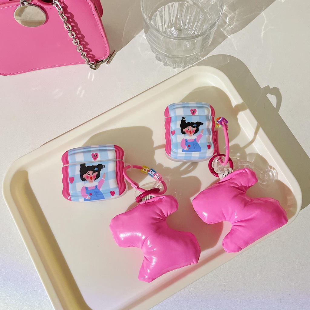 Vỏ Bảo Vệ Hộp Sạc Tai nghe không dây AirPods Pro 1 / 2 3 2021 gen3 Bằng Silicon TPU Mềm Chống Sốc Họa Tiết Kẻ Sọc Dễ Thương