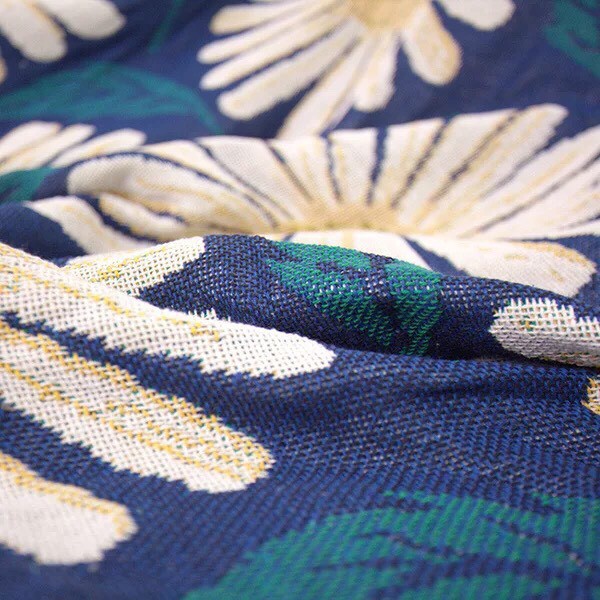 Thảm Sofa, Thảm Trang Trí Thổ Cẩm hoa cúc xanh vintage