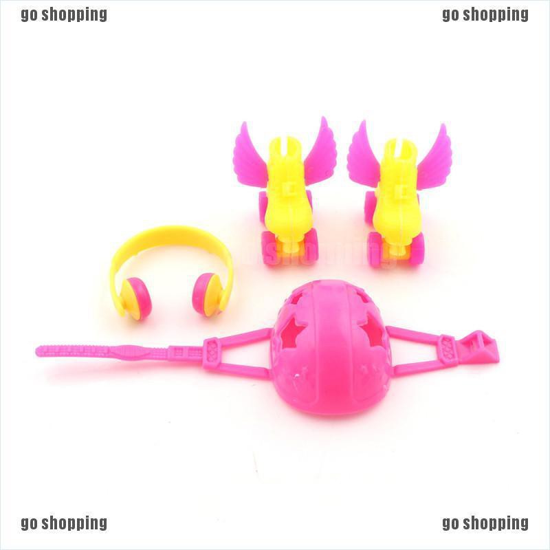 {go shopping}3PCS/set doll Sports Accessories Shoes Helmet Headset Color Random