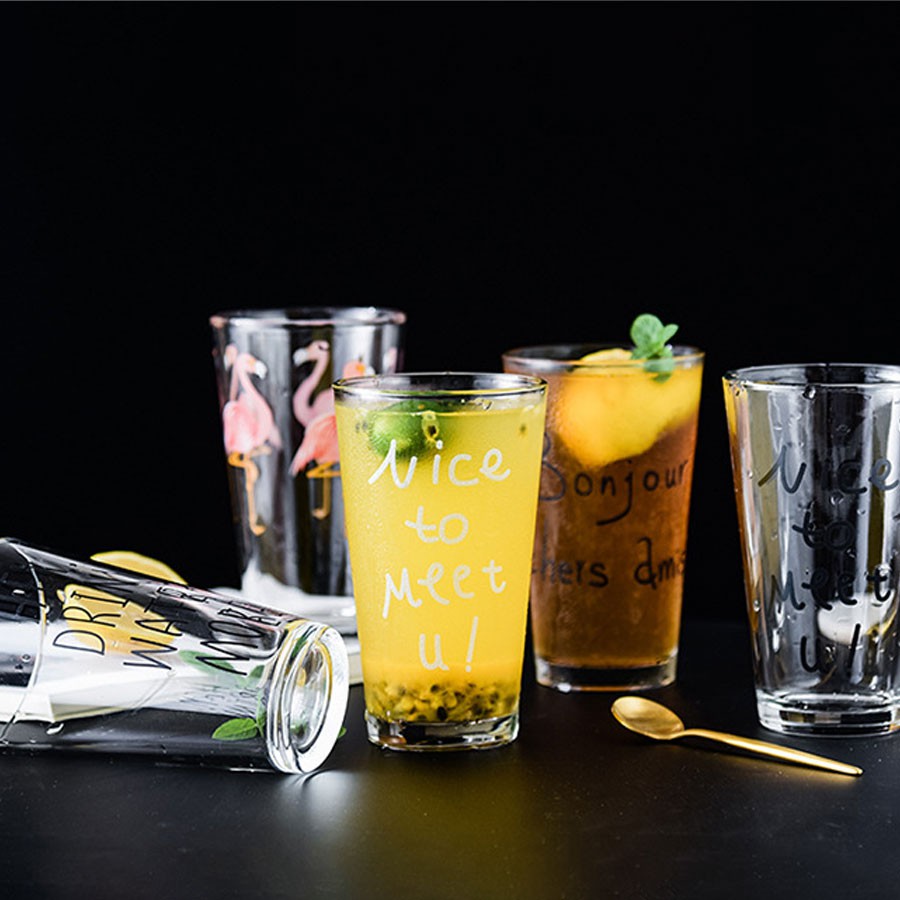 Cốc Thuỷ Tinh [𝐍𝐞𝐰] - Ly Thuỷ Tinh Uống Trà, Uống Nước, Cà Phê, Sinh Tố, Nhiều Mẫu Chữ, Có Vạch Chia ml- C07 | BigBuy360 - bigbuy360.vn